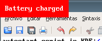 Program displaying the battery charged warning